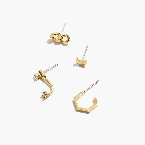 Madewell Mix & Match Earrings Set Vintage Gold - Picture 1 of 12